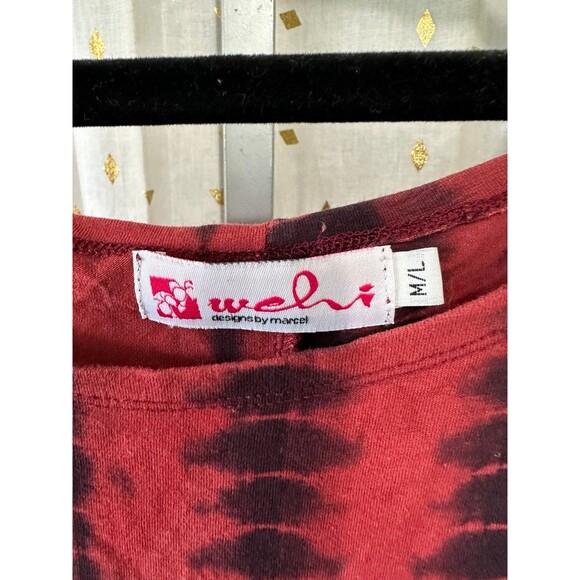 Wehi Designs Hawaiian Bohemian Tie Dye Dolman Sleeve Stretch Mini Dress M/L - Picture 5 of 6